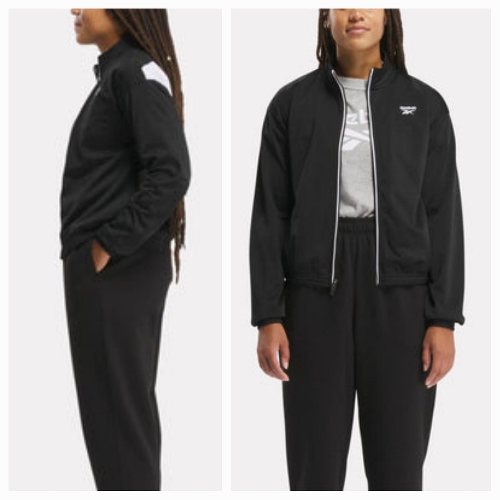 New Reebok Core Running Running Jacket Windbreaker Sz XSmall Black